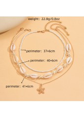 Beige Color Shell Alloy Detail Necklace
