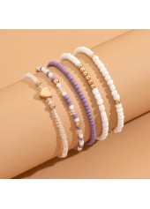 Light Purple Heart Seed Beads Bracelets