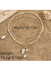 Beige Color Round Glass Detail Necklace