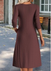 Plaid Tummy Coverage Deep Red Short Long Sleeve Dress