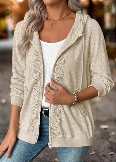 Double Side Pockets Light Grey Long Sleeve Hoodie