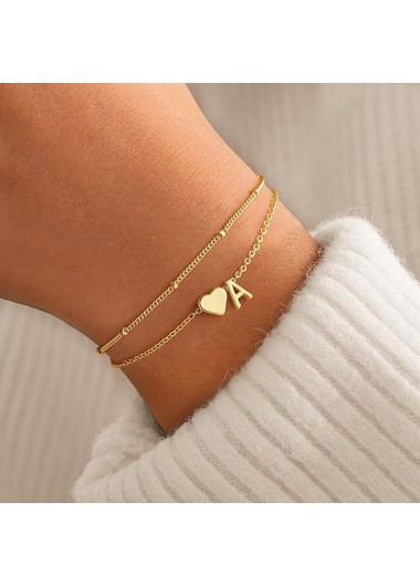 Golden Color Heart Stainless Steel Bracelet