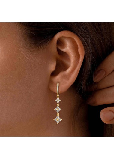 Golden Rhinestone Tassel Design Copper Earrings