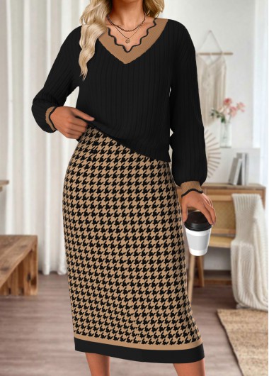 Plaid Tummy Coverage Black Dress and Cover Up