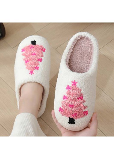 Christmas Pink Closed Toe Falt Slippers