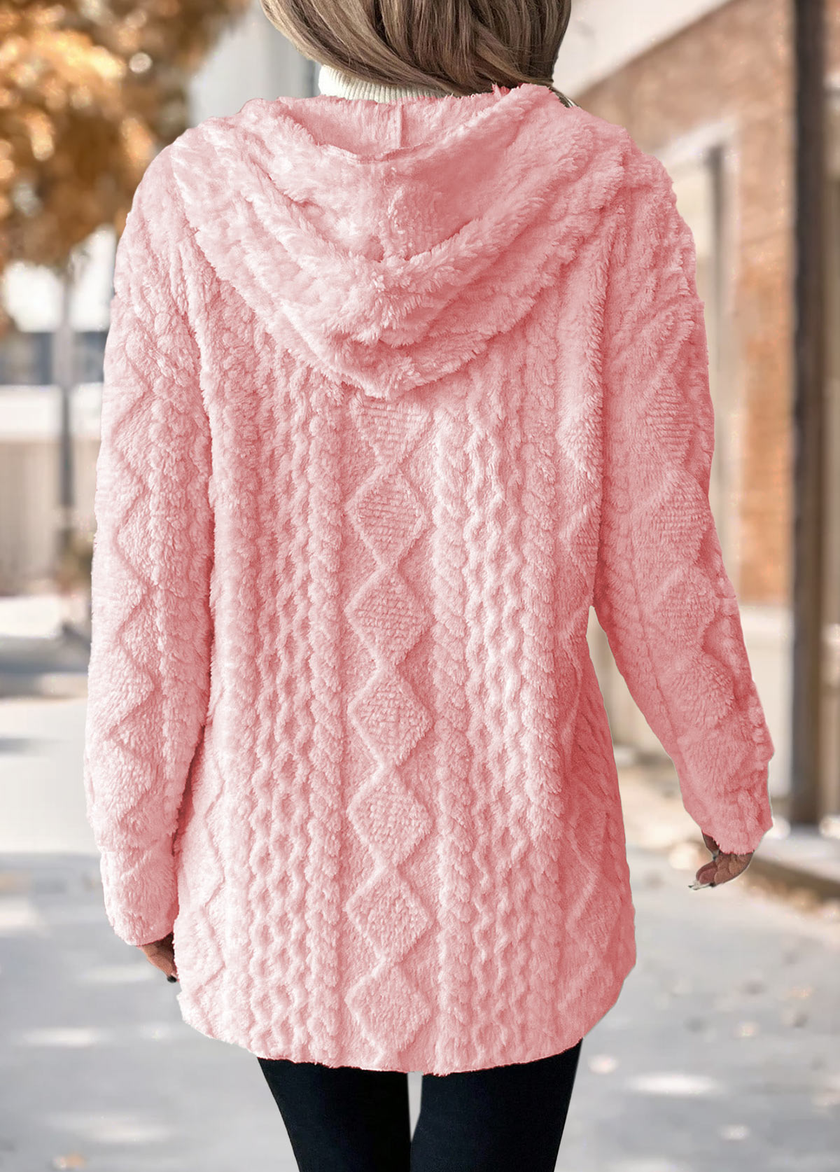 Tummy Coverage Light Pink Long Sleeve Hooded Coat