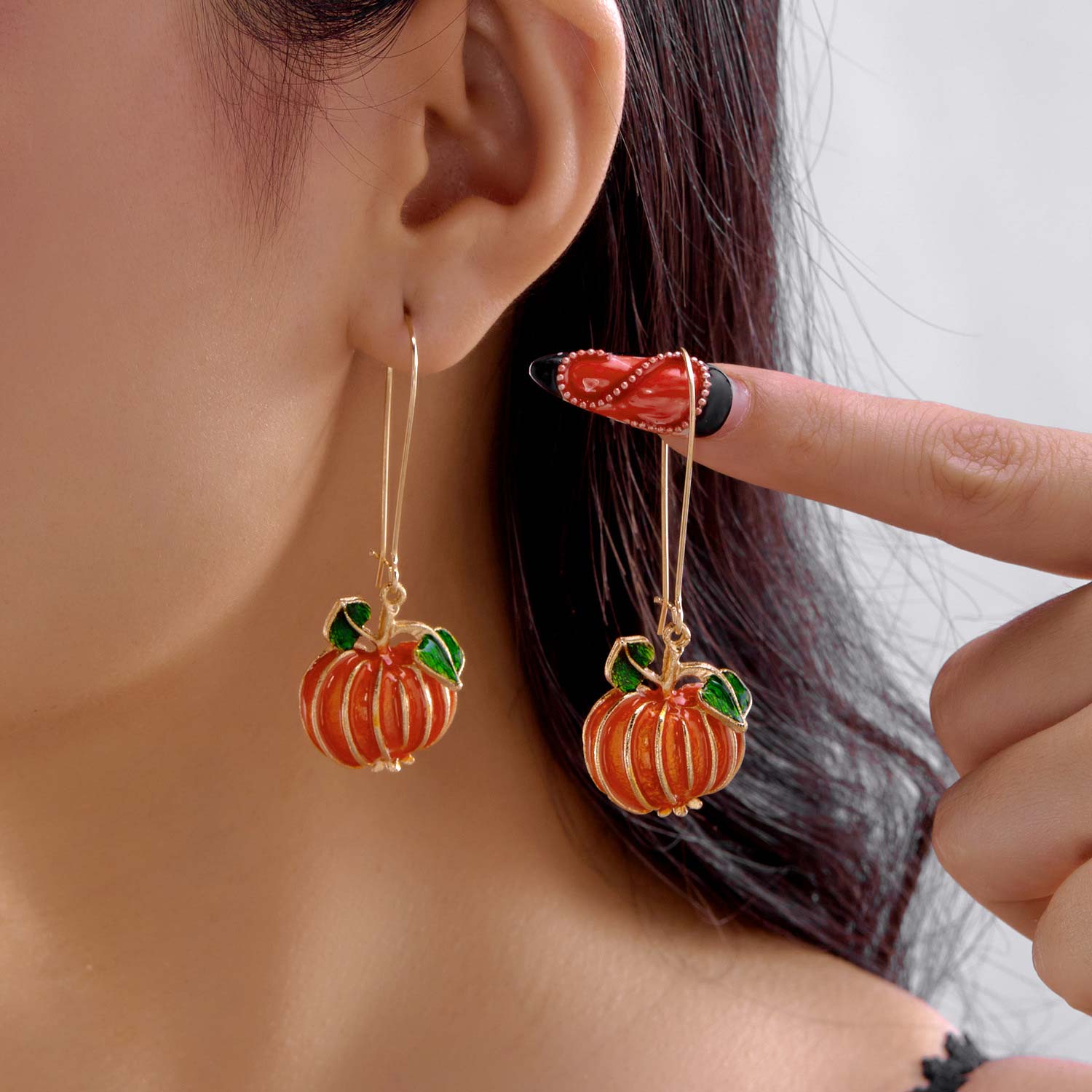 Halloween Orange Pumpkin Plants Alloy Earrings