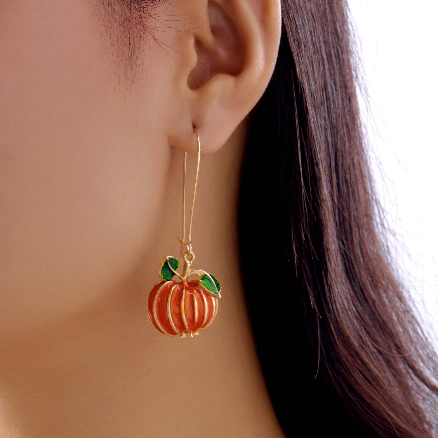 Halloween Orange Pumpkin Plants Alloy Earrings