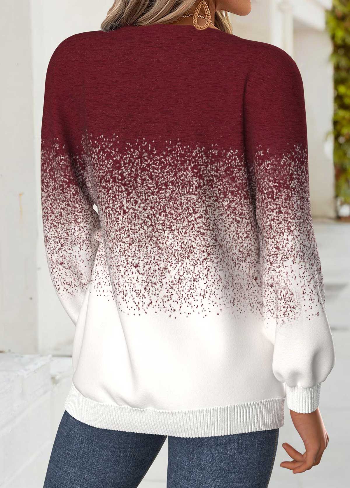 Ombre Tummy Coverage Wine Red Long Sleeve Sweatshirt
