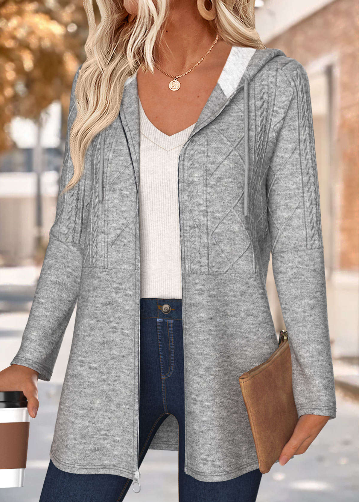 Tummy Coverage Dark Grey Marl Long Sleeve Hooded Coat