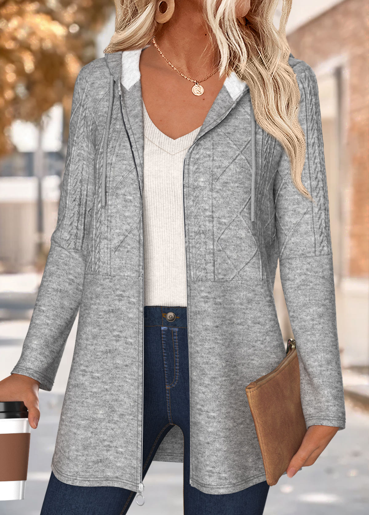 Tummy Coverage Dark Grey Marl Long Sleeve Hooded Coat