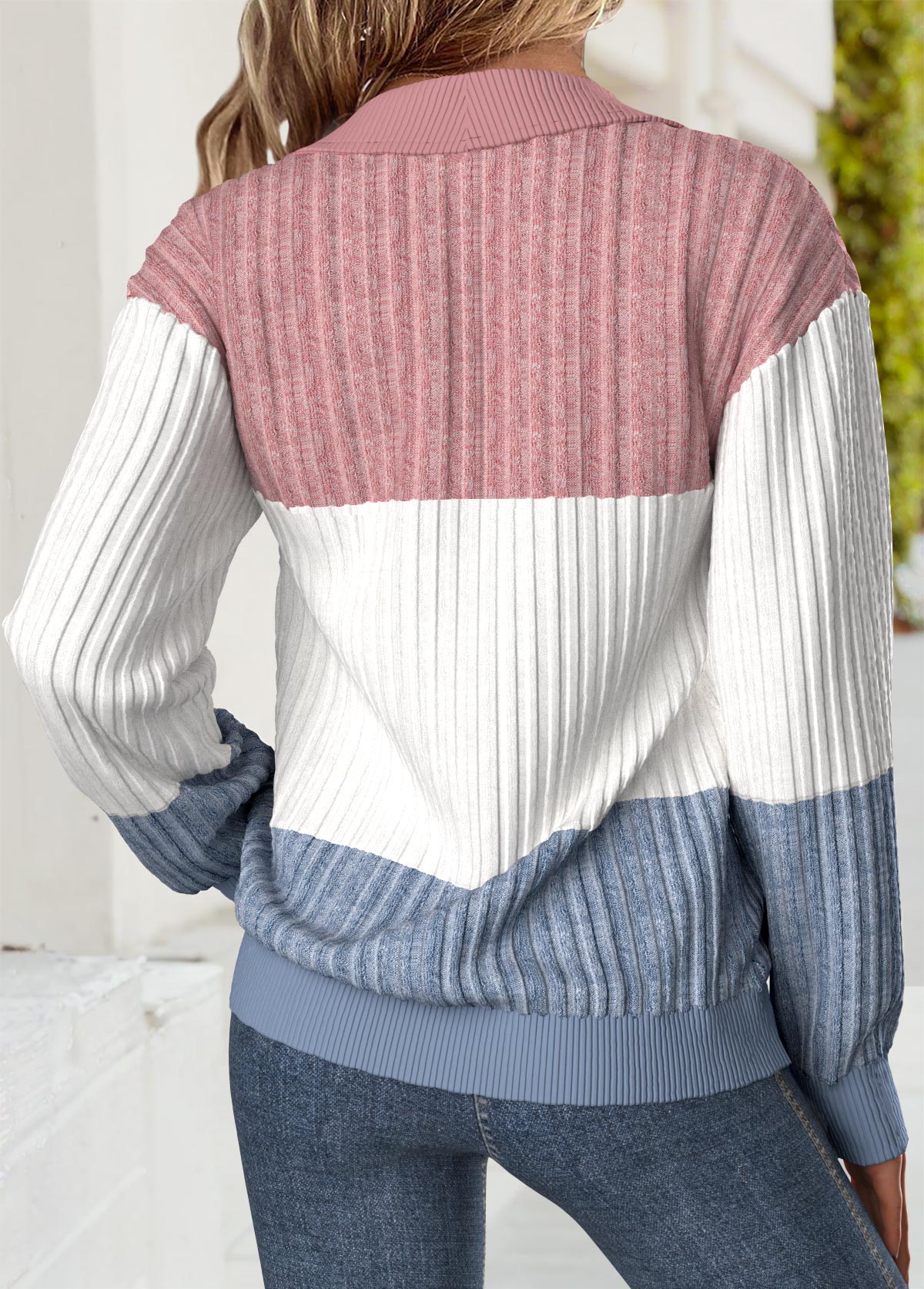 Tummy Coverage Multi Color Long Sleeve Sweatshirt