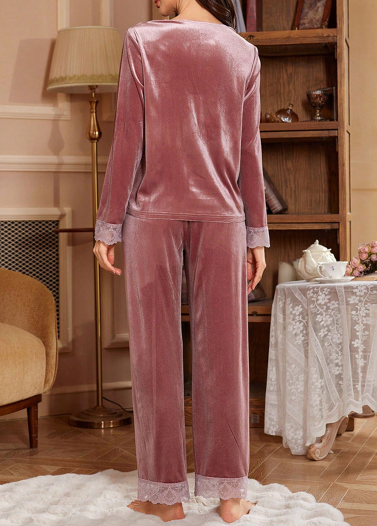 Pink Long Sleeve Lounge Top and Pants