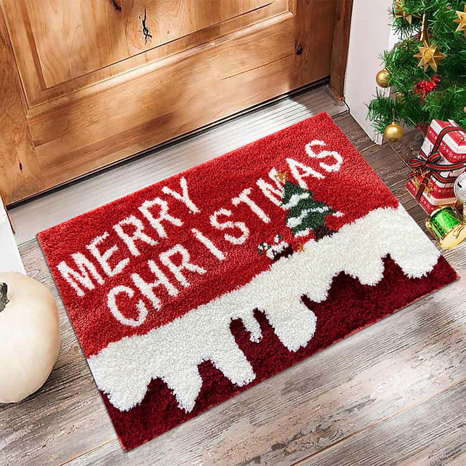 Christmas Red Cat Paw Pad Bath Mat