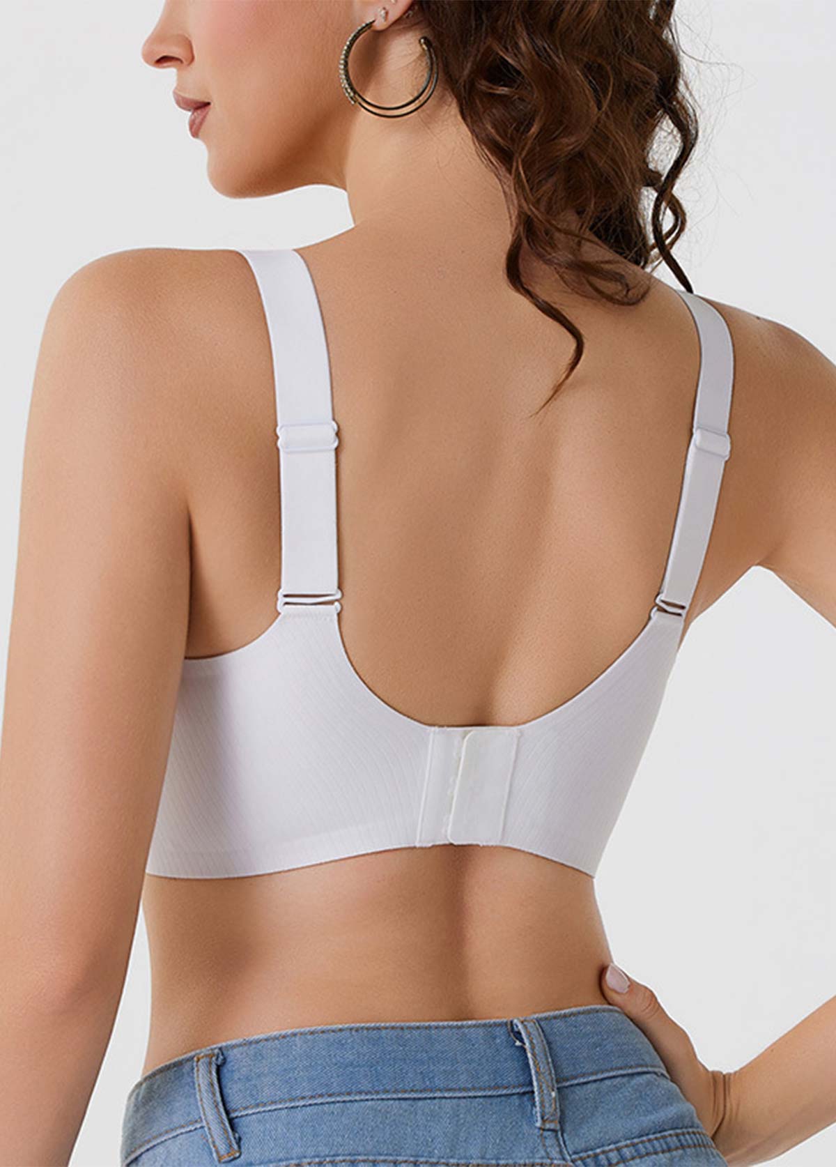Scoop Seamless Push-up Patchwork White Bra