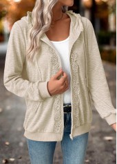 Double Side Pockets Light Grey Long Sleeve Hoodie