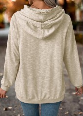 Double Side Pockets Light Grey Long Sleeve Hoodie