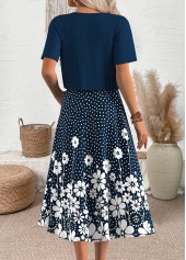 Polka Dot Navy Short Sleeve Dress and Cardigan