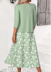 Ditsy Floral Print Sage Green Dress and Cardigan