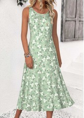 Ditsy Floral Print Sage Green Dress and Cardigan
