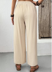 Light Camel Straight Leg Elastic Waist High Waisted Pants