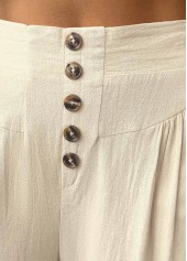 Light Camel Straight Leg Elastic Waist High Waisted Pants