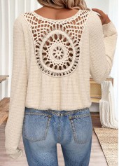 Tummy Coverage Beige Long Sleeve V Neck T Shirt