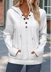 Tummy Coverage White Long Sleeve Hoodie