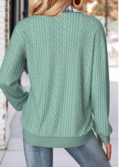 Geometric Print Tummy Coverage Sage Green Long Sleeve Sweatshirt
