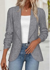 Tummy Coverage Light Grey Marl Long Sleeve Lapel Coat