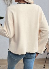 Tummy Coverage Beige Long Sleeve Round Neck Coat