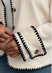 Tummy Coverage Beige Long Sleeve Round Neck Coat