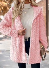 Tummy Coverage Light Pink Long Sleeve Hooded Coat