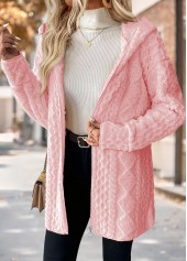 Tummy Coverage Light Pink Long Sleeve Hooded Coat