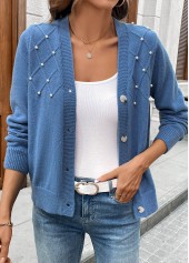 Tummy Coverage Denim Blue Long Sleeve Cardigan
