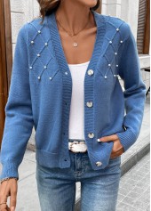Tummy Coverage Denim Blue Long Sleeve Cardigan