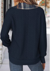 Plaid Tummy Coverage Navy Long Sleeve Sweatshirt