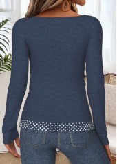 Polka Dot Tummy Coverage Navy Long Sleeve T Shirt