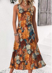Random Floral Print Tummy Coverage Dress and Cardigan