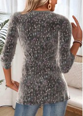 Twist Dark Grey Long Sleeve V Neck T Shirt