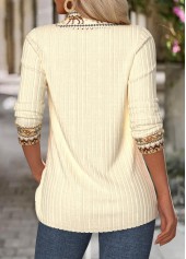 Fair Isle Print Tummy Coverage Beige Long Sleeve Sweatshirt