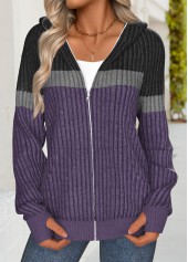 Tummy Coverage Dark Purple Long Sleeve Hoodie