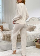 Letter Print White Round Neck Lounge Top and Pants