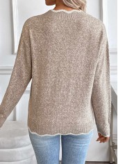 Tummy Coverage Light Camel Long Sleeve V Neck Sweater