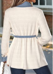 Tummy Coverage Beige Long Sleeve Shirt Collar Coat