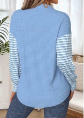 Tummy Coverage Light Blue Long Sleeve Split Neck Sweatshirt