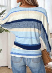 Striped Tummy Coverage Light Blue Long Sleeve T Shirt