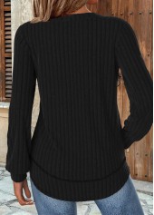 Black Long Sleeve Round Neck Sweatshirt
