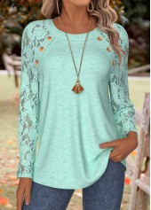 Tummy Coverage Mint Green Long Sleeve T Shirt