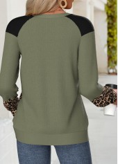 Leopard Tummy Coverage Olive Green Long Sleeve Sweatshirt